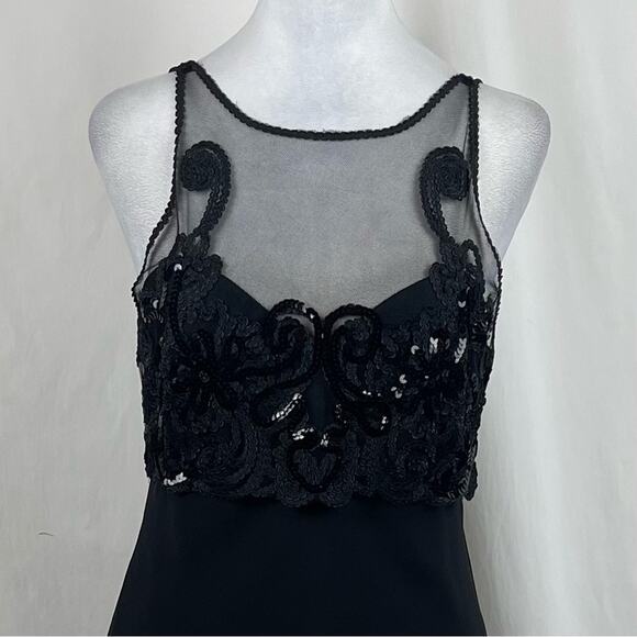 Betsy & Adam Sheer Black BabyDoll Whimsical Glam BalletCore Dress NWOT Size S - Picture 3 of 12